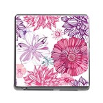 Violet Floral Pattern Memory Card Reader (Square 5 Slot)