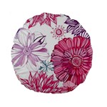 Violet Floral Pattern Standard 15  Premium Round Cushions