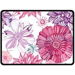 Violet Floral Pattern Two Sides Fleece Blanket (Large)