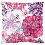 Violet Floral Pattern Large Premium Plush Fleece Cushion Case (One Side)