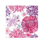 Violet Floral Pattern Square Satin Scarf (30  x 30 )