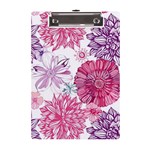 Violet Floral Pattern A5 Acrylic Clipboard