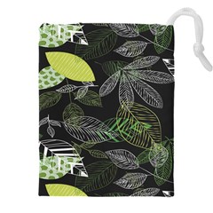 Leaves Floral Pattern Nature Drawstring Pouch (4XL) from ArtsNow.com Front