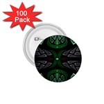 Fractal Green Black 3d Art Floral Pattern 1.75  Buttons (100 pack) 