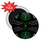 Fractal Green Black 3d Art Floral Pattern 2.25  Magnets (10 pack) 