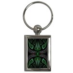 Fractal Green Black 3d Art Floral Pattern Key Chain (Rectangle)