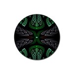 Fractal Green Black 3d Art Floral Pattern Rubber Coaster (Round)