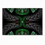 Fractal Green Black 3d Art Floral Pattern Postcard 4 x 6  (Pkg of 10)