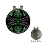 Fractal Green Black 3d Art Floral Pattern Hat Clips with Golf Markers