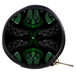 Fractal Green Black 3d Art Floral Pattern Mini Makeup Bag