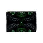 Fractal Green Black 3d Art Floral Pattern Cosmetic Bag (Medium)
