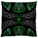 Fractal Green Black 3d Art Floral Pattern Large Cushion Case (Two Sides)
