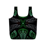 Fractal Green Black 3d Art Floral Pattern Full Print Recycle Bag (S)