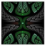 Fractal Green Black 3d Art Floral Pattern Square Satin Scarf (36  x 36 )