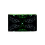 Fractal Green Black 3d Art Floral Pattern Cosmetic Bag (XS)