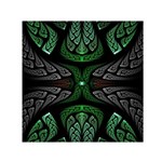 Fractal Green Black 3d Art Floral Pattern Square Satin Scarf (30  x 30 )