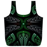 Fractal Green Black 3d Art Floral Pattern Full Print Recycle Bag (XXXL)