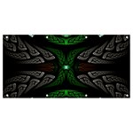 Fractal Green Black 3d Art Floral Pattern Banner and Sign 8  x 4 