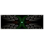 Fractal Green Black 3d Art Floral Pattern Banner and Sign 9  x 3 