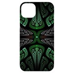 Fractal Green Black 3d Art Floral Pattern iPhone 14 Plus Black UV Print Case