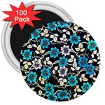 Blue Flower Floral Flora Naure Pattern 3  Magnets (100 pack)
