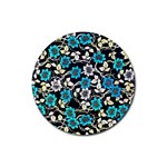 Blue Flower Floral Flora Naure Pattern Rubber Coaster (Round)
