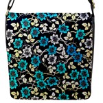 Blue Flower Floral Flora Naure Pattern Flap Closure Messenger Bag (S)