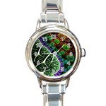 Digital Art Fractal Abstract Artwork 3d Floral Pattern Waves Vortex Sphere Nightmare Round Italian Charm Watch