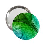 3d Leaves Texture Sheet Blue Green 2.25  Handbag Mirrors