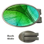 3d Leaves Texture Sheet Blue Green Money Clips (Oval) 