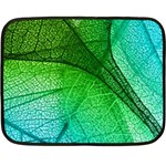 3d Leaves Texture Sheet Blue Green Fleece Blanket (Mini)