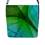 3d Leaves Texture Sheet Blue Green Flap Closure Messenger Bag (L)