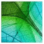 3d Leaves Texture Sheet Blue Green Square Satin Scarf (36  x 36 )