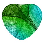 3d Leaves Texture Sheet Blue Green Heart Glass Fridge Magnet (4 pack)