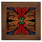 Fractal Floral Flora Ring Colorful Neon Art Framed Tile