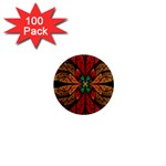 Fractal Floral Flora Ring Colorful Neon Art 1  Mini Magnets (100 pack) 