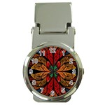 Fractal Floral Flora Ring Colorful Neon Art Money Clip Watches