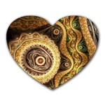 Fractal Floral Ornament Wave Vintage Retro Heart Mousepad