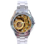 Fractal Floral Ornament Wave Vintage Retro Stainless Steel Analogue Watch