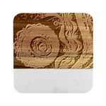 Fractal Floral Ornament Wave Vintage Retro Marble Wood Coaster (Square)