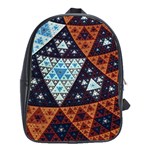 Fractal Triangle Geometric Abstract Pattern School Bag (XL)