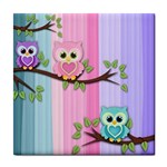 Owls Family Stripe Tree Tile Coaster