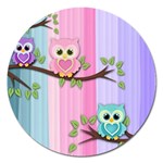 Owls Family Stripe Tree Magnet 5  (Round)