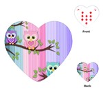 Owls Family Stripe Tree Playing Cards Single Design (Heart)