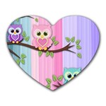 Owls Family Stripe Tree Heart Mousepad