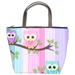 Owls Family Stripe Tree Bucket Bag
