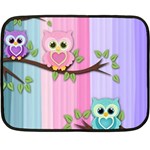Owls Family Stripe Tree Two Sides Fleece Blanket (Mini)