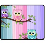 Owls Family Stripe Tree Fleece Blanket (Medium)