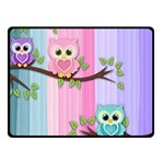 Owls Family Stripe Tree Two Sides Fleece Blanket (Small)