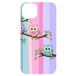 Owls Family Stripe Tree iPhone 14 Plus Black UV Print Case